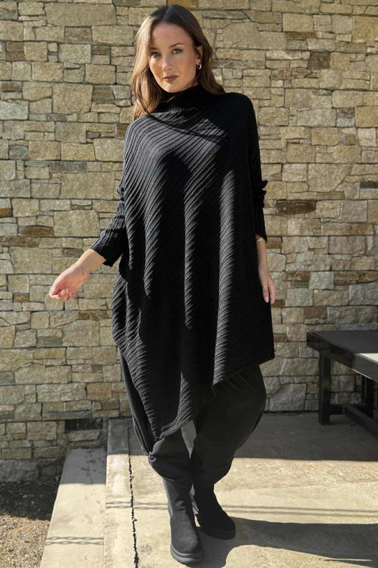 Skarsgard Asymmetric Knit Tunic Black /24=